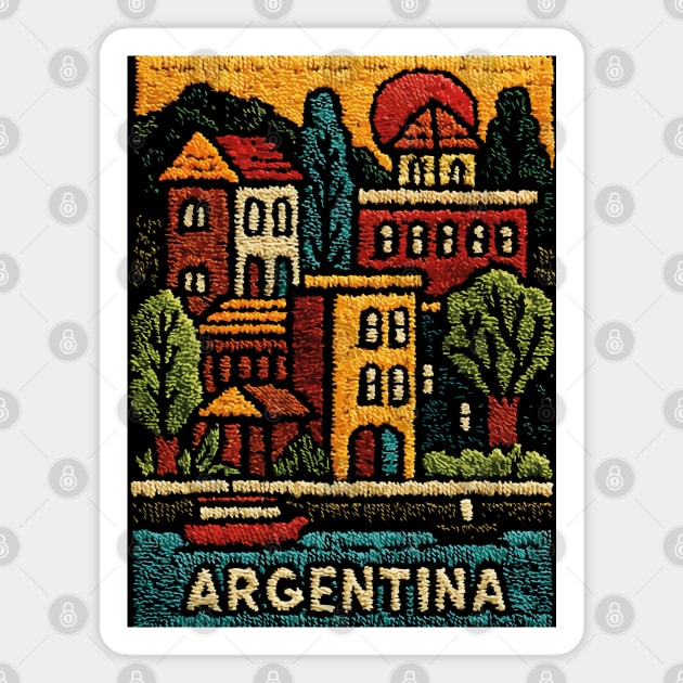 Argentina Travel Poster - Buenos Aires Cityscape Art Magnet by TuncGK